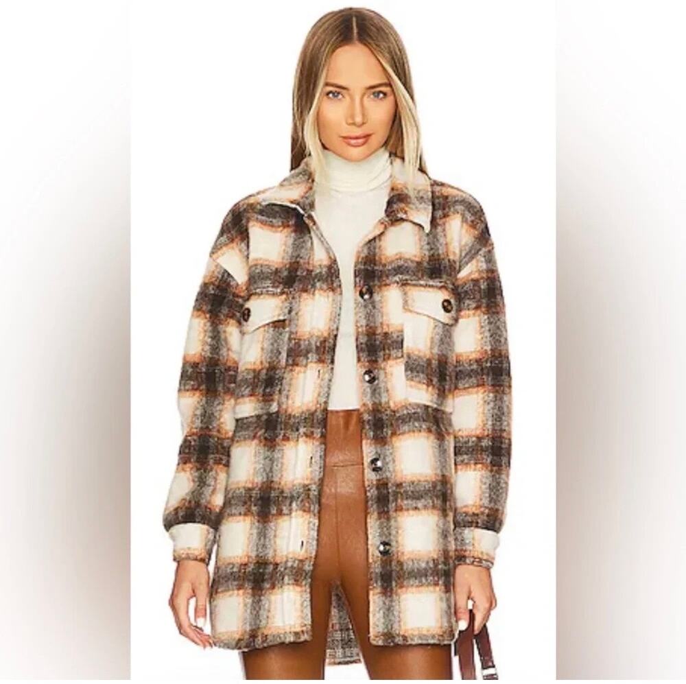 Sanctuary Town Shacket Westside Plaid brown Sz. XS